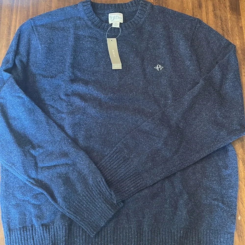 J Crew Marled rugged merino wool-blend sweater BA285 XL w/ Monogram HPD - Picture 3 of 5